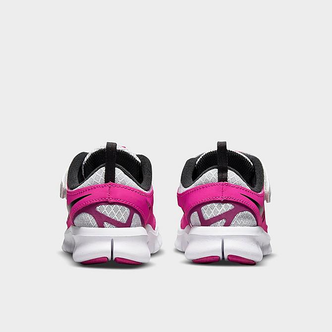 Left view of Girls' Little Kids' Nike Free Run 2 Running Shoes in Pure Platinum/Black/Pink Prime/Sangria Click to zoom