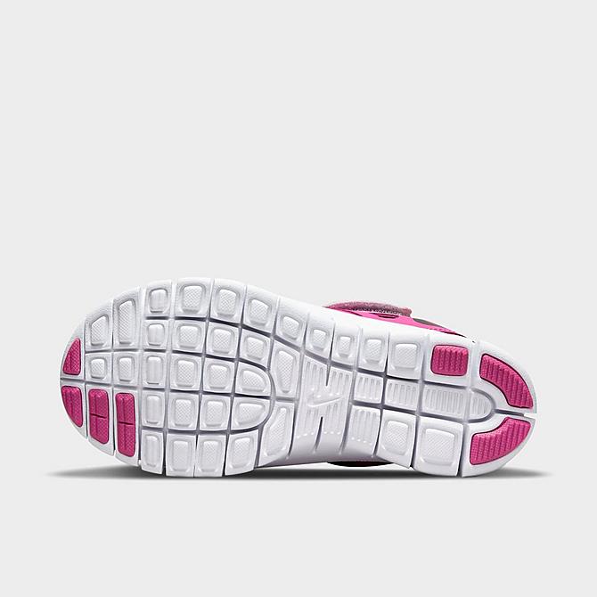 Bottom view of Girls' Little Kids' Nike Free Run 2 Running Shoes in Pure Platinum/Black/Pink Prime/Sangria Click to zoom