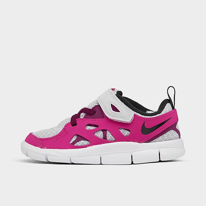Right view of Girls' Toddler Nike Free Run 2 Hook-and-Loop Running Shoes in Pure Platinum/Black/Pink Prime/Sangria Click to zoom