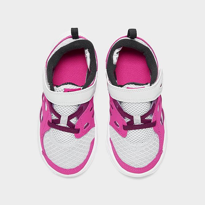 Back view of Girls' Toddler Nike Free Run 2 Hook-and-Loop Running Shoes in Pure Platinum/Black/Pink Prime/Sangria Click to zoom