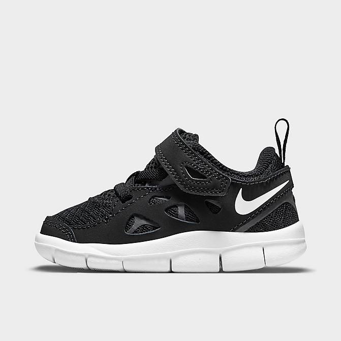 Right view of Kids' Toddler Nike Free Run 2 Hook-and-Loop Running Shoes in Black/White Click to zoom