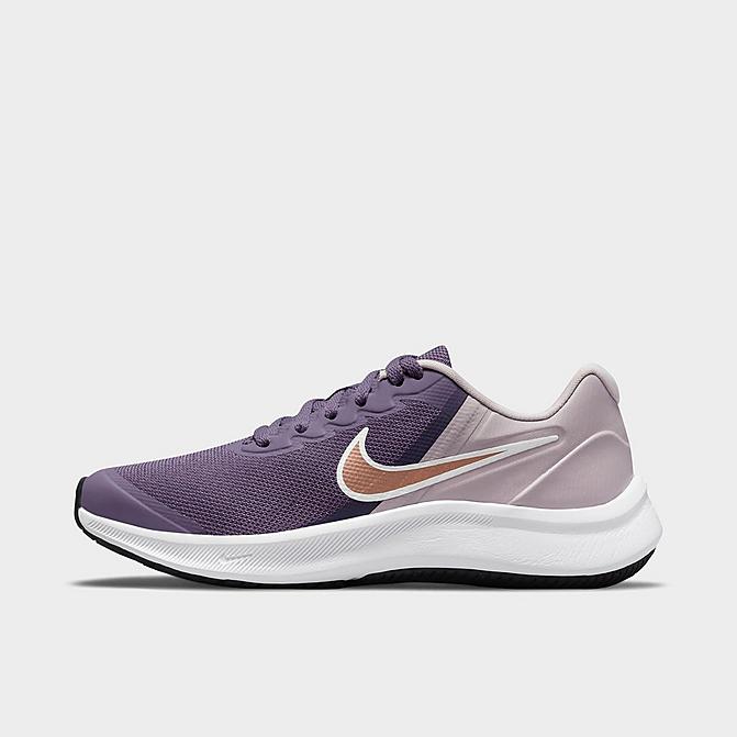 Right view of Girls' Big Kids' Nike Star Runner 3 Running Shoes in Canyon Purple/Amethyst Ash/Metallic Red Bronze Click to zoom