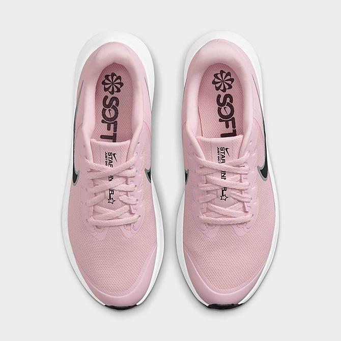 Back view of Girls' Big Kids' Nike Star Runner 3 Running Shoes in Pink Foam/Black/Metallic Silver Click to zoom