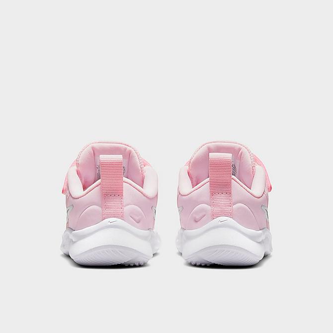 Left view of Girls' Toddler Nike Star Runner 3 Hook-and-Loop Running Shoes in Pink Foam/Black/Metallic Silver Click to zoom