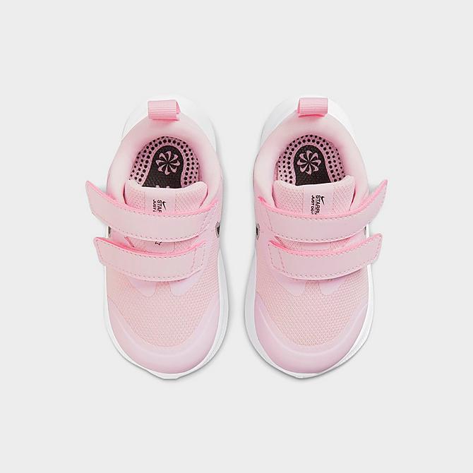 Back view of Girls' Toddler Nike Star Runner 3 Hook-and-Loop Running Shoes in Pink Foam/Black/Metallic Silver Click to zoom