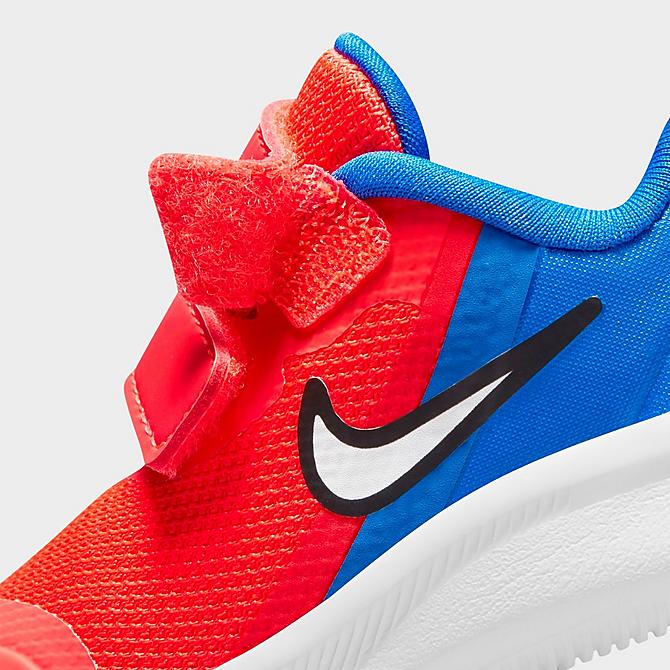Front view of Kids' Toddler Nike Star Runner 3 Hook-and-Loop Running Shoes in Bright Crimson/White/Racer Blue/Black Click to zoom