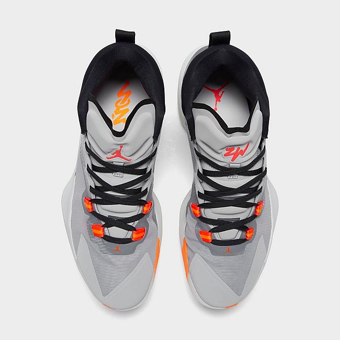 Back view of Jordan Zion 1 Basketball Shoes in Light Smoke Grey/Total Orange/Smoke Grey Click to zoom
