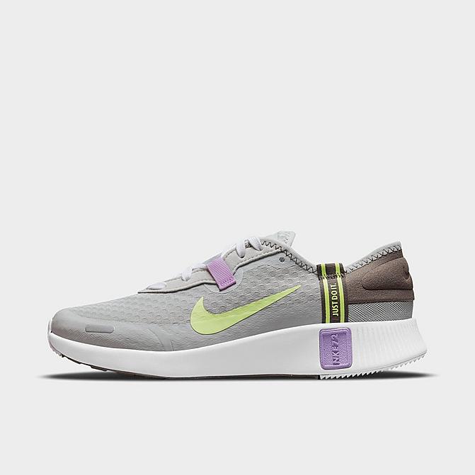 Right view of Boys' Big Kids' Nike Reposto Casual Shoes in Grey Fog/Light Lemon Twist/Lilac Click to zoom