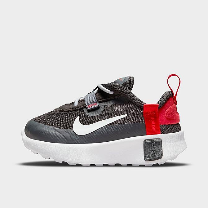 Right view of Boys' Toddler Nike Reposto Training Shoes in Dark Smoke Grey/White/Bright Crimson/University Red Click to zoom