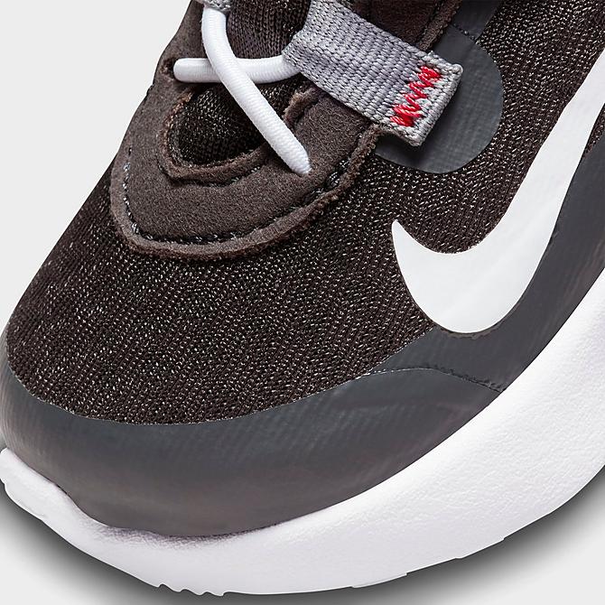 Front view of Boys' Toddler Nike Reposto Training Shoes in Dark Smoke Grey/White/Bright Crimson/University Red Click to zoom