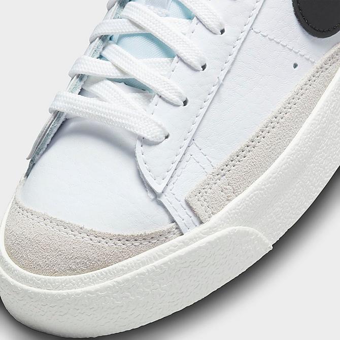 Front view of Big Kids' Nike Blazer Low '77 Casual Shoes in White/Black/Light Photo Blue/Sail Click to zoom