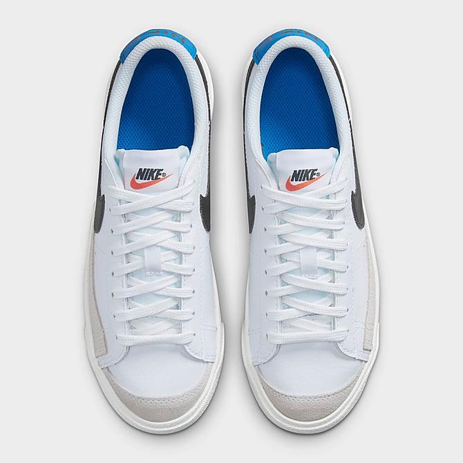 Back view of Big Kids' Nike Blazer Low '77 Casual Shoes in White/Black/Light Photo Blue/Sail Click to zoom