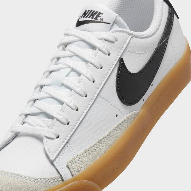 Front view of Big Kids' Nike Blazer Low '77 Casual Shoes in White/Gum Light Brown/Anthracite Click to zoom