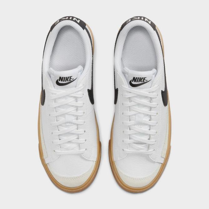 Back view of Big Kids' Nike Blazer Low '77 Casual Shoes in White/Gum Light Brown/Anthracite Click to zoom