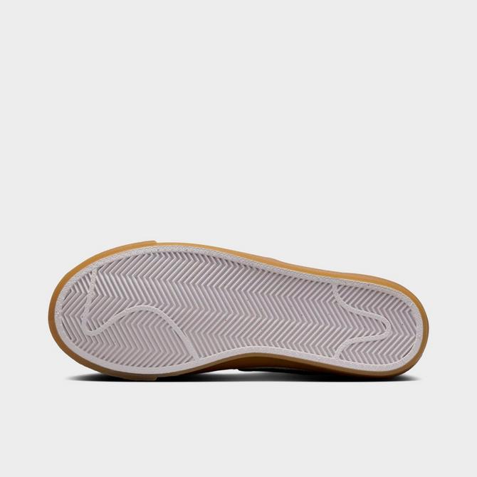 Bottom view of Big Kids' Nike Blazer Low '77 Casual Shoes in White/Gum Light Brown/Anthracite Click to zoom