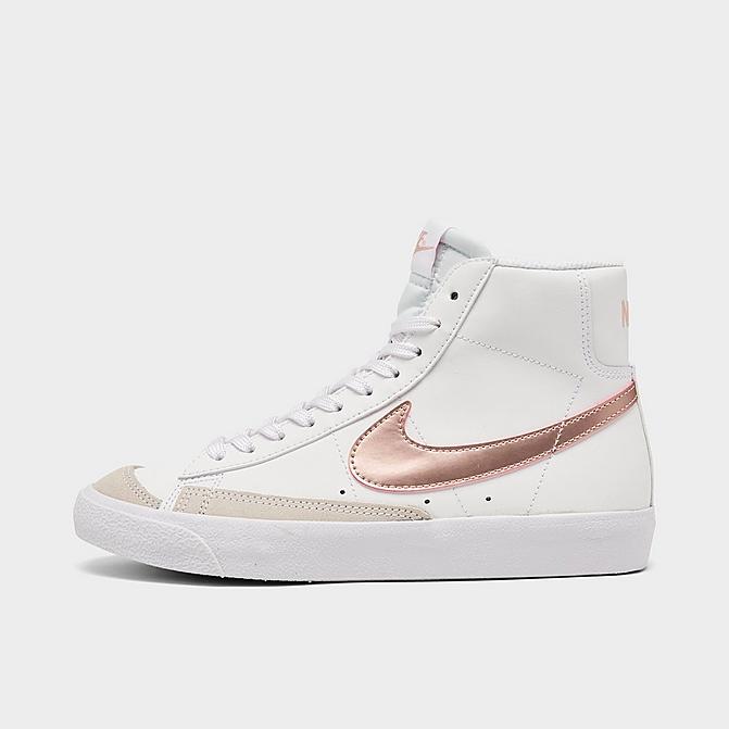 Right view of Girls' Big Kids' Nike Blazer Mid '77 Casual Shoes in White/Pink Glaze Click to zoom