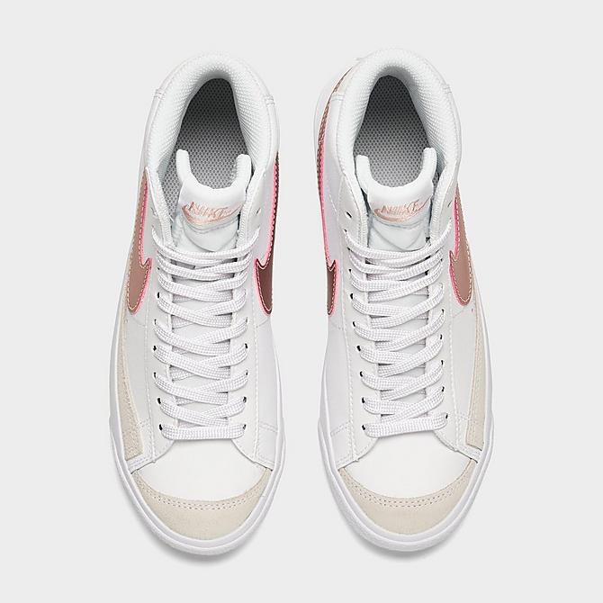 Back view of Girls' Big Kids' Nike Blazer Mid '77 Casual Shoes in White/Pink Glaze Click to zoom