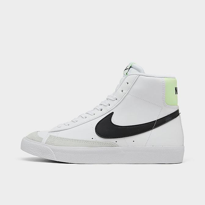Right view of Big Kids' Nike Blazer Mid '77 Casual Shoes in White/Black/Barely Volt Click to zoom