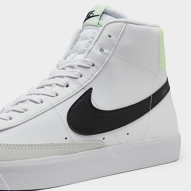 Front view of Big Kids' Nike Blazer Mid '77 Casual Shoes in White/Black/Barely Volt Click to zoom