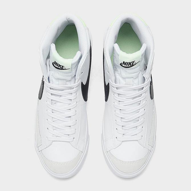 Back view of Big Kids' Nike Blazer Mid '77 Casual Shoes in White/Black/Barely Volt Click to zoom