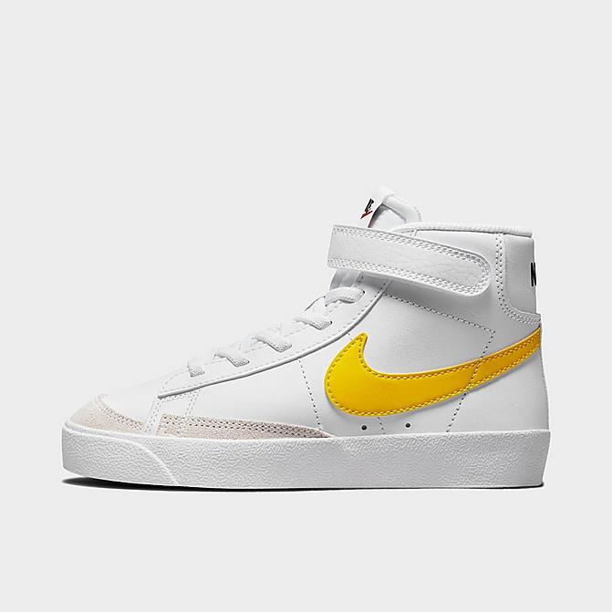 Right view of Little Kids' Blazer Mid '77 Hook-and-Loop Casual Shoes in White/Pecan/Vivid Sulfur Click to zoom