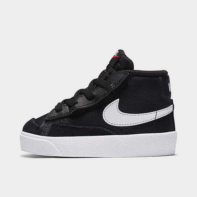 Right view of Kids' Toddler Nike Blazer Mid '77 Casual Shoes in Black/White/White/Total Orange Click to zoom