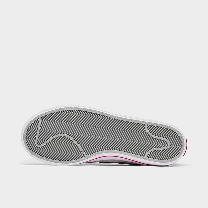 Bottom view of Girls' Big Kids' Nike Court Legacy Casual Shoes in White/Light Smoke Grey/Pink Prime/Kumquat Click to zoom