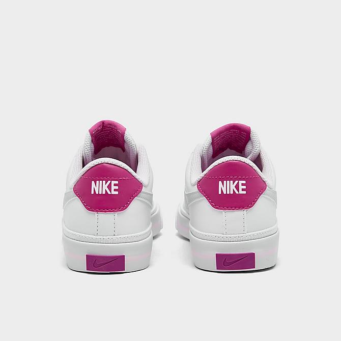 Left view of Girls' Big Kids' Nike Court Legacy Casual Shoes in White/Football Grey/Cosmic Fuchsia Click to zoom