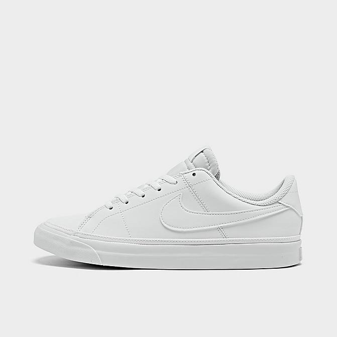 Right view of Big Kids' Nike Court Legacy Casual Shoes in White/White Click to zoom