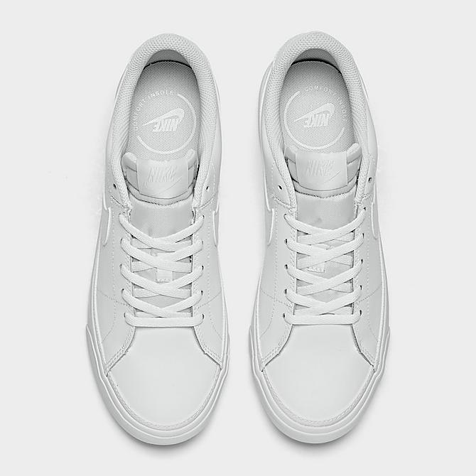 Back view of Big Kids' Nike Court Legacy Casual Shoes in White/White Click to zoom