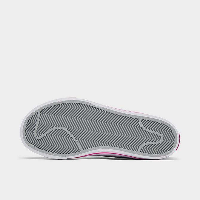 Bottom view of Girls' Little Kids' Nike Court Legacy Casual Shoes in White/Light Smoke Grey/Pink Prime/Kumquat Click to zoom