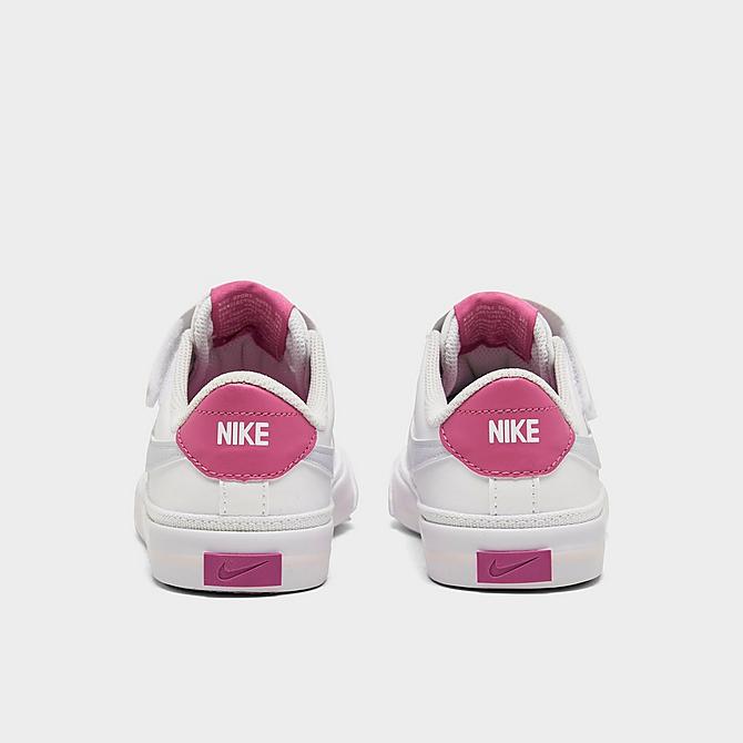 Left view of Girls' Little Kids' Nike Court Legacy Casual Shoes in White/Football Grey/Cosmic Fuchsia Click to zoom