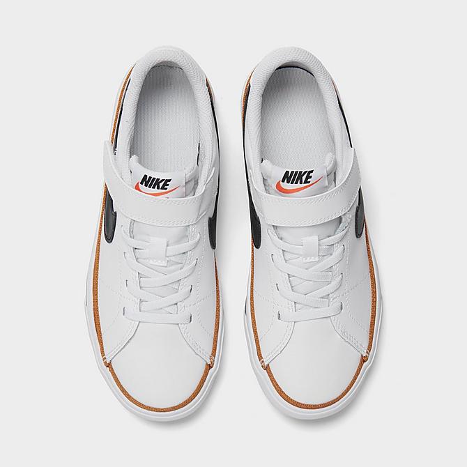 Back view of Little Kids' Nike Court Legacy Casual Shoes in White/Desert Ochre/Gum Light Brown/Black Click to zoom