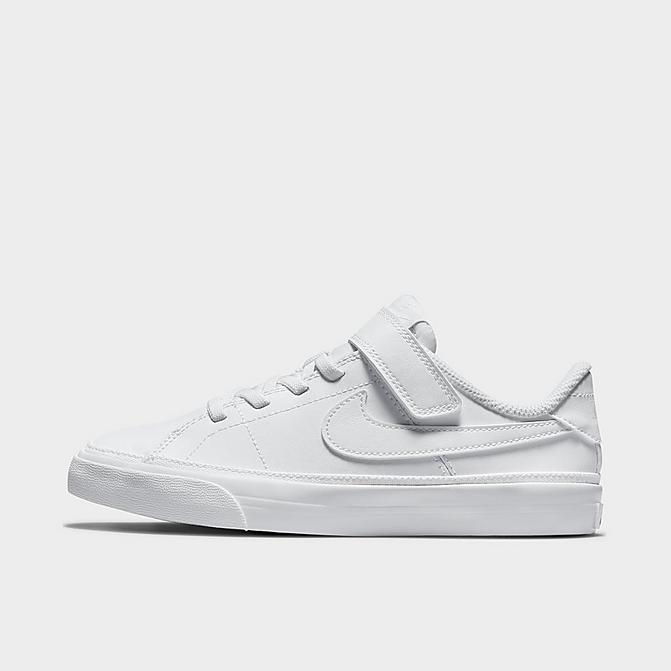 Right view of Little Kids' Nike Court Legacy Casual Shoes in White/White Click to zoom