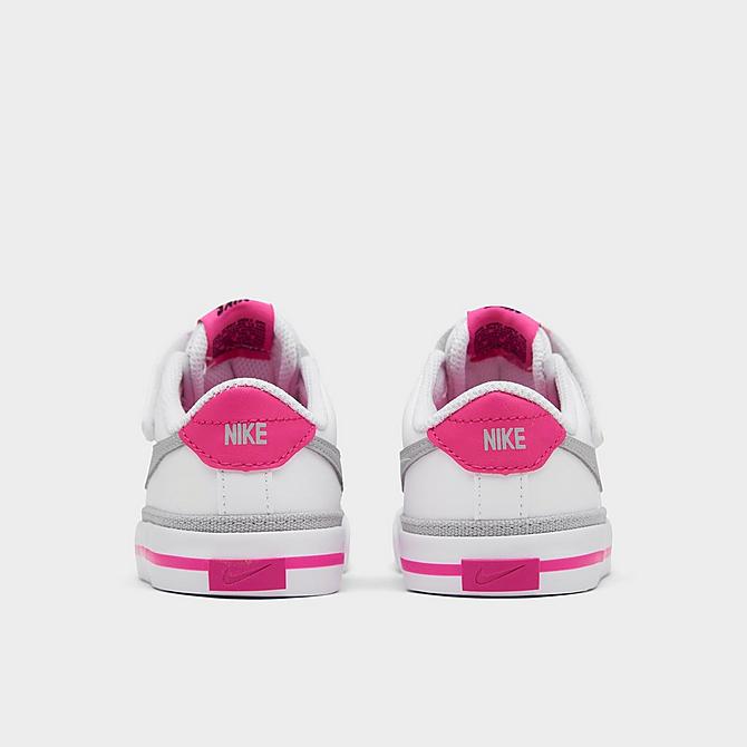 Left view of Girls' Toddler Nike Court Legacy Casual Shoes in White/Pink Prime/Kumquat/Light Smoke Grey Click to zoom