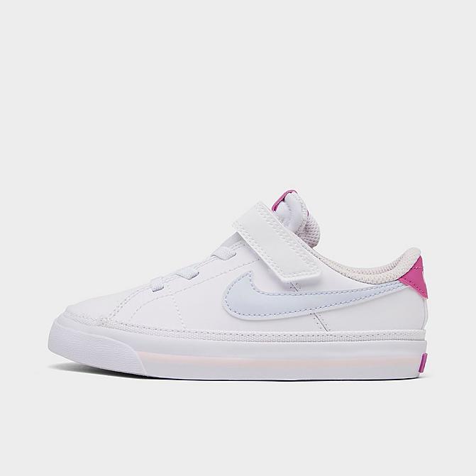 Right view of Girls' Toddler Nike Court Legacy Casual Shoes in White/Football Grey/Cosmic Fuchsia Click to zoom
