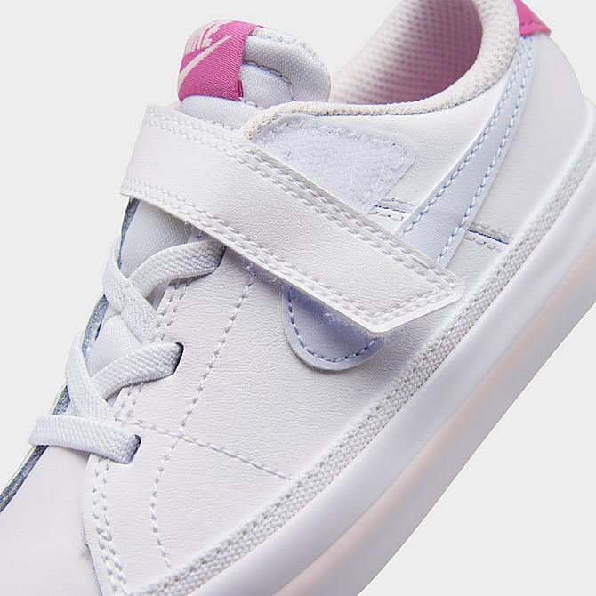 Front view of Girls' Toddler Nike Court Legacy Casual Shoes in White/Football Grey/Cosmic Fuchsia Click to zoom