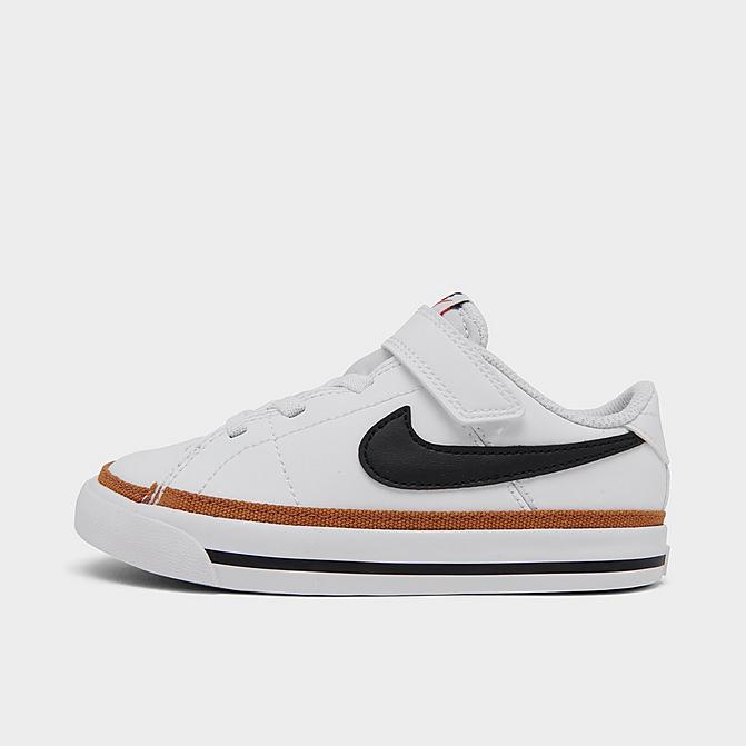 Right view of Kids' Toddler Nike Court Legacy Casual Shoes in White/Black/Desert Ochre/Gum Light Brown Click to zoom