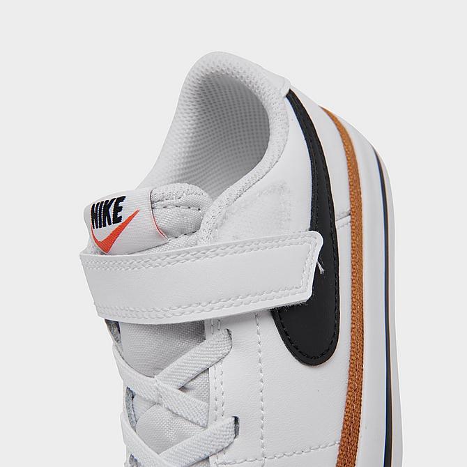 Front view of Kids' Toddler Nike Court Legacy Casual Shoes in White/Black/Desert Ochre/Gum Light Brown Click to zoom