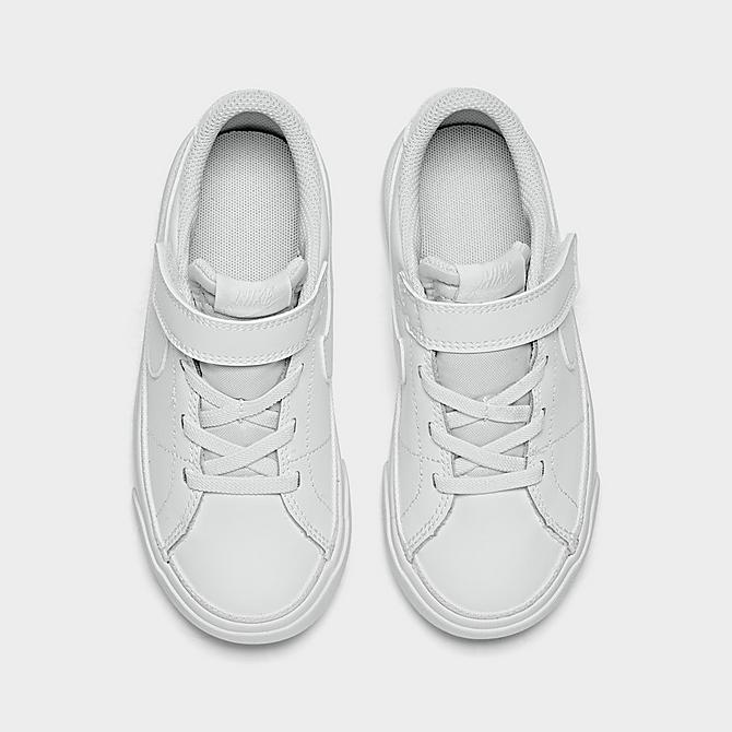 Back view of Kids' Toddler Nike Court Legacy Casual Shoes in White/White Click to zoom