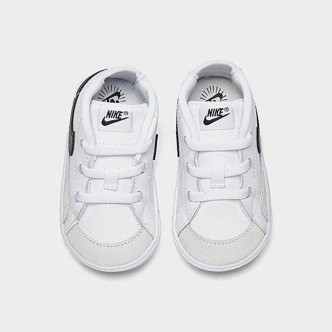 Back view of Infant Nike Blazer Mid Crib Booties in White/Black/White Click to zoom