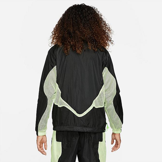 Back Left view of Men's Jordan 23 Engineered Mesh Hit Track Jacket in Black/Light Liquid Lime/Electric Green Click to zoom