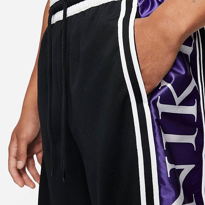 On Model 5 view of Men's Nike Dri-FIT DNA+ Basketball Shorts in Black/Court Purple/Black Click to zoom