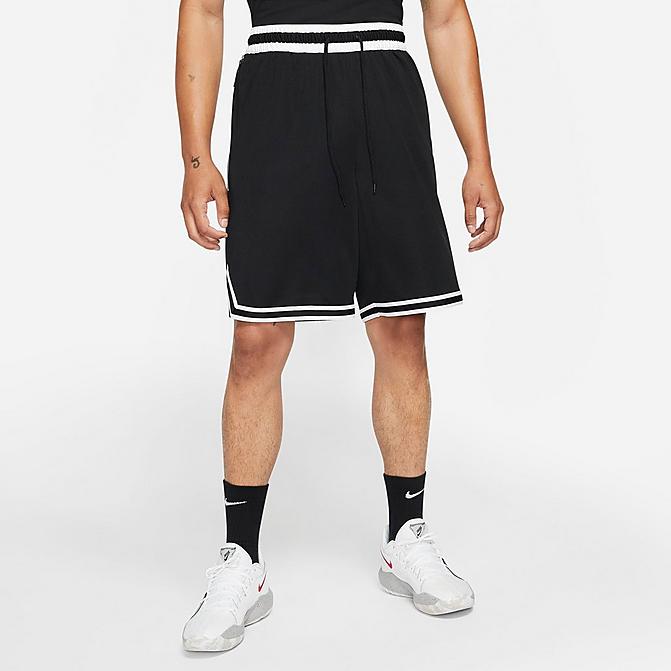 Front view of Men's Nike Dri-FIT DNA 3.0 Basketball Shorts in Black/White Click to zoom