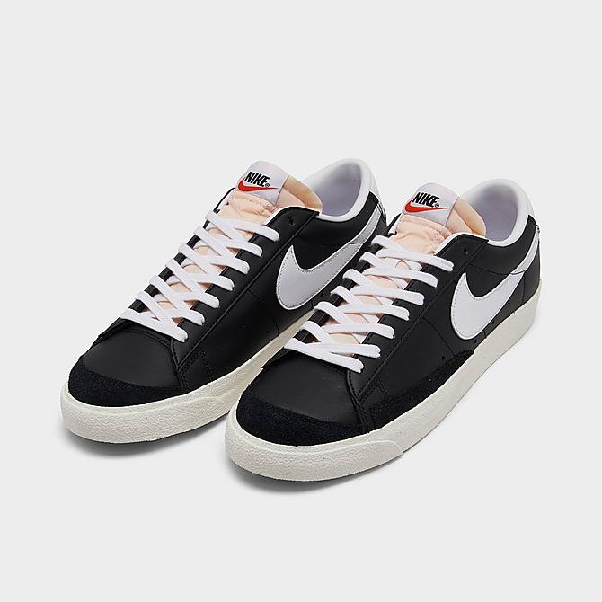 Three Quarter view of Men's Nike Blazer Low '77 Vintage Casual Shoes in Black/White/Black/Sail Click to zoom