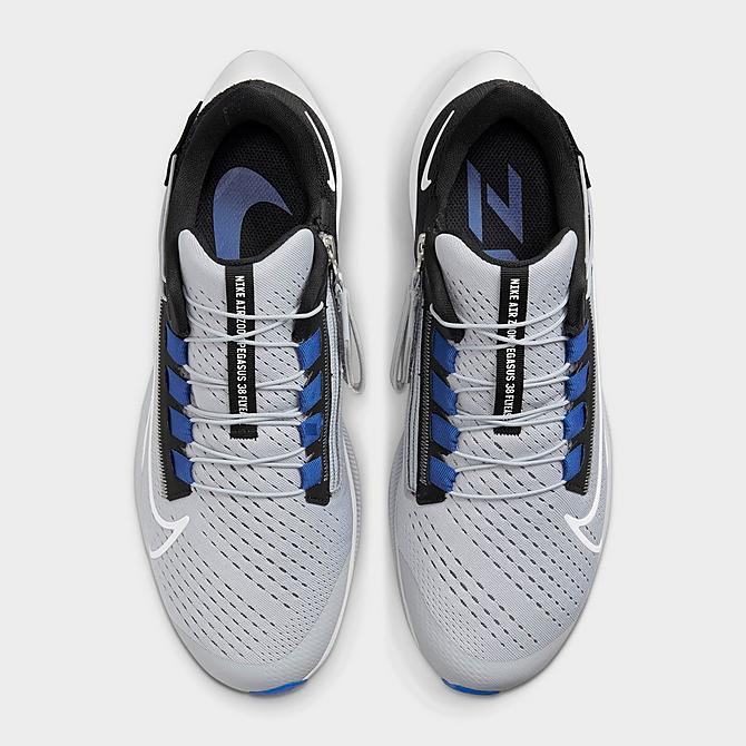 Back view of Men's Nike Air Zoom Pegasus 38 Flyease Running Shoes in Wolf Grey/White/Black/Hyper Royal Click to zoom