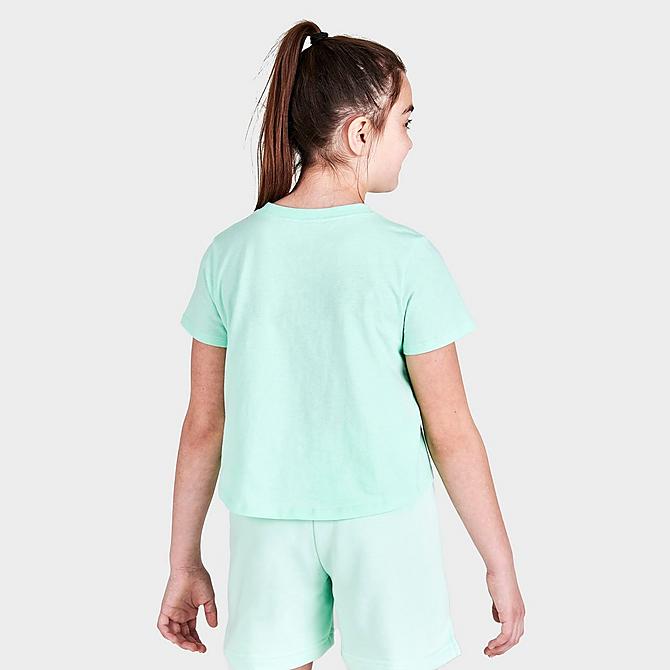 Back Right view of Girls' Nike Sportswear Cropped Futura T-Shirt in Mint Foam Click to zoom