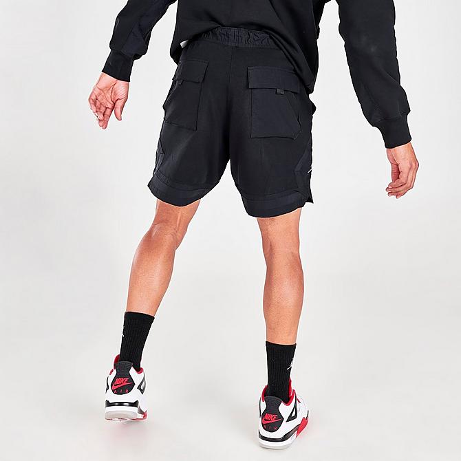 Back Left view of Men's Jordan 23 Engineered Fleece Shorts in Black/Black/White Click to zoom