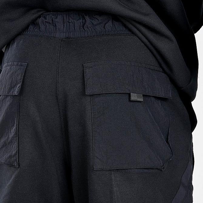On Model 6 view of Men's Jordan 23 Engineered Fleece Shorts in Black/Black/White Click to zoom