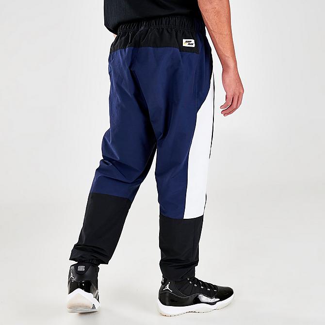 Back Left view of Men's Jordan Jumpman Woven Pants in Midnight Navy/White/Black Click to zoom
